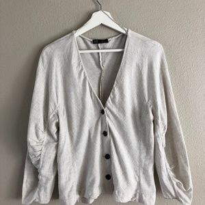 Zara - Cream Linen Button Down Top
